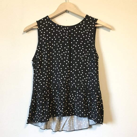 Talula Aritzia Black & White Polka Dot Rayon Babydoll Sleeveless Blouse - Picture 1 of 13